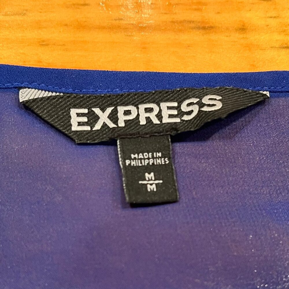 Express Royal Blue Ruffle Blouse | Medium - Picture 4 of 5